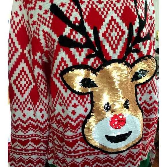 NO BOUNDARIES christmas sweater Sequin Reindeer CHRISTMAS size XXL (19) - Picture 4 of 4
